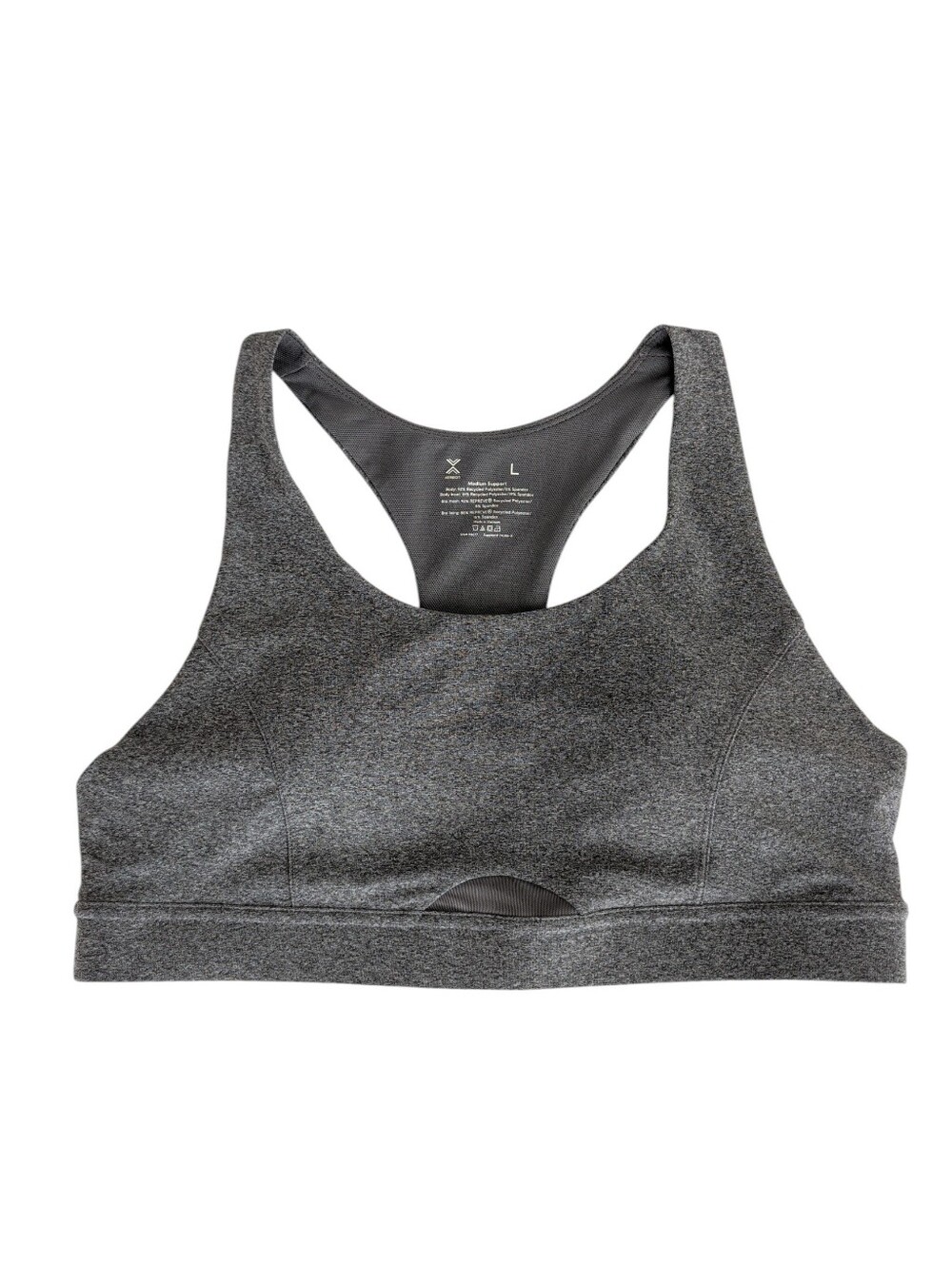 Xersion Medium Support Racerback Sports Bra LARGE Heather Gray